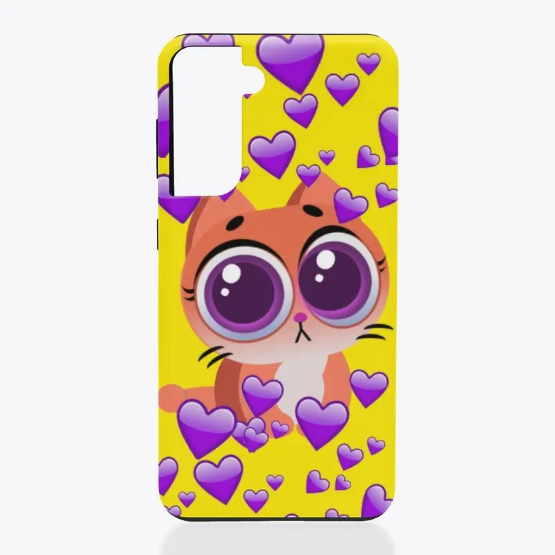 Cute Kitty and Purple Hearts