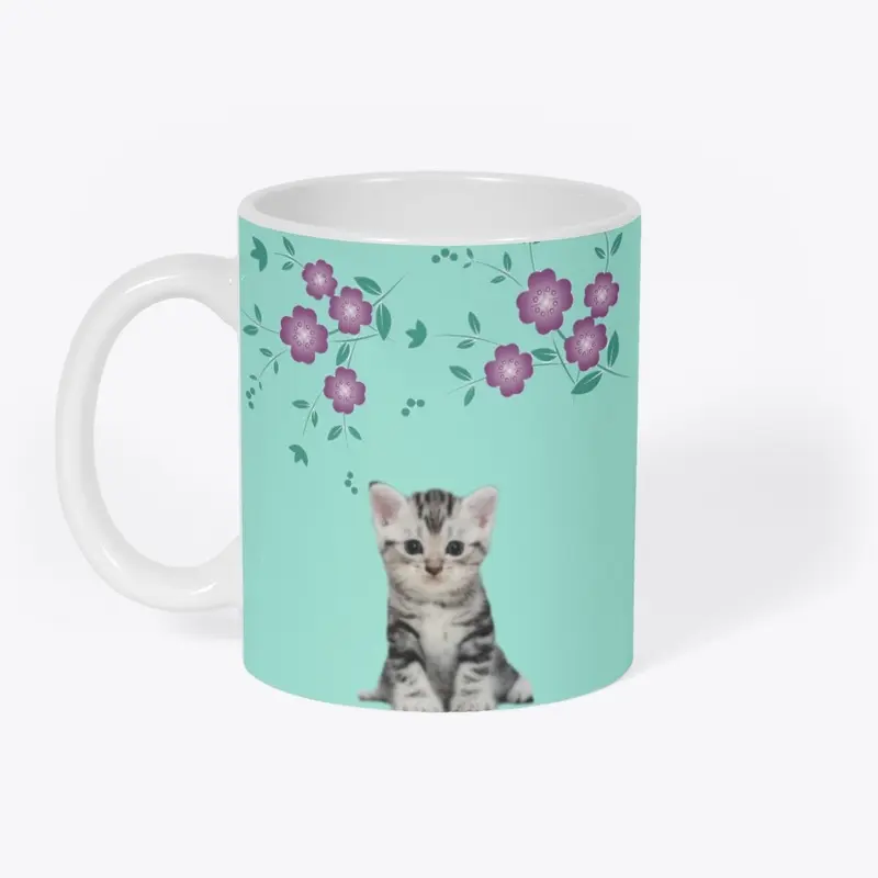 Kitten and Floral Mug